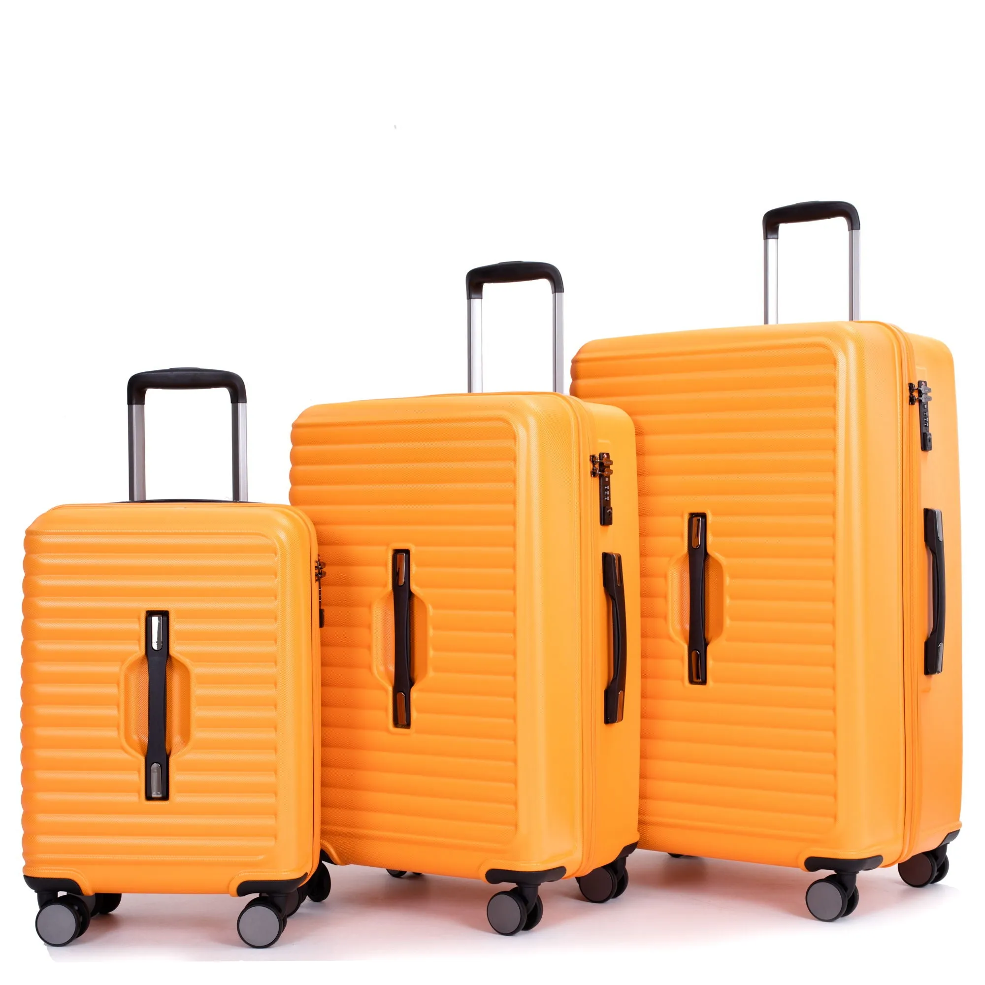 3 Piece Luggage Sets Lightweight Suitcase With Two Hooks, 360° Double Spinner Wheels, Tsa Lock, (21/25/29) Orange