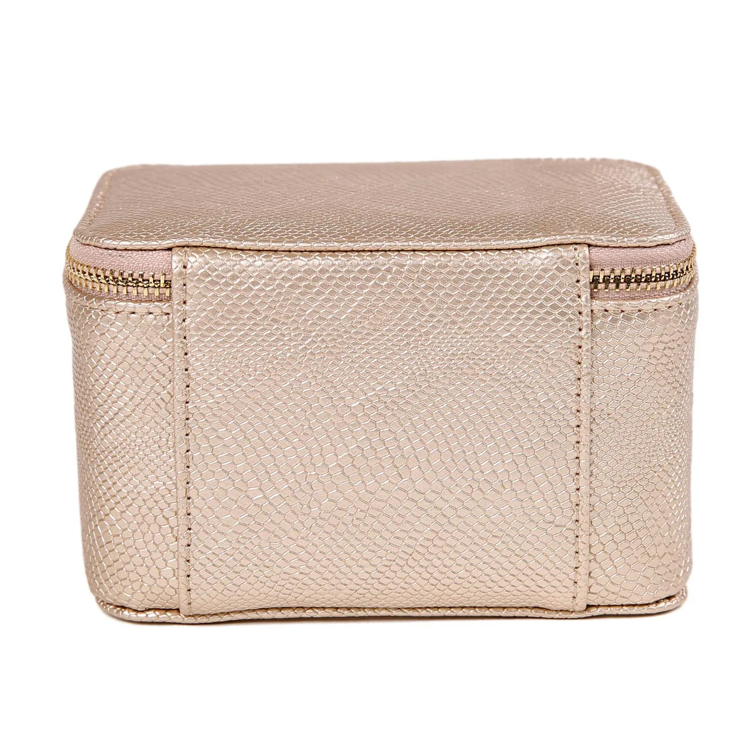 Angelina's Palace Snakeskin Pattern Jewelry Organizer Case Bridesmaid Gifts Travel Bag Vegan Leather Box for Necklace Earring Bracelet Ring(Champagne) Champagne