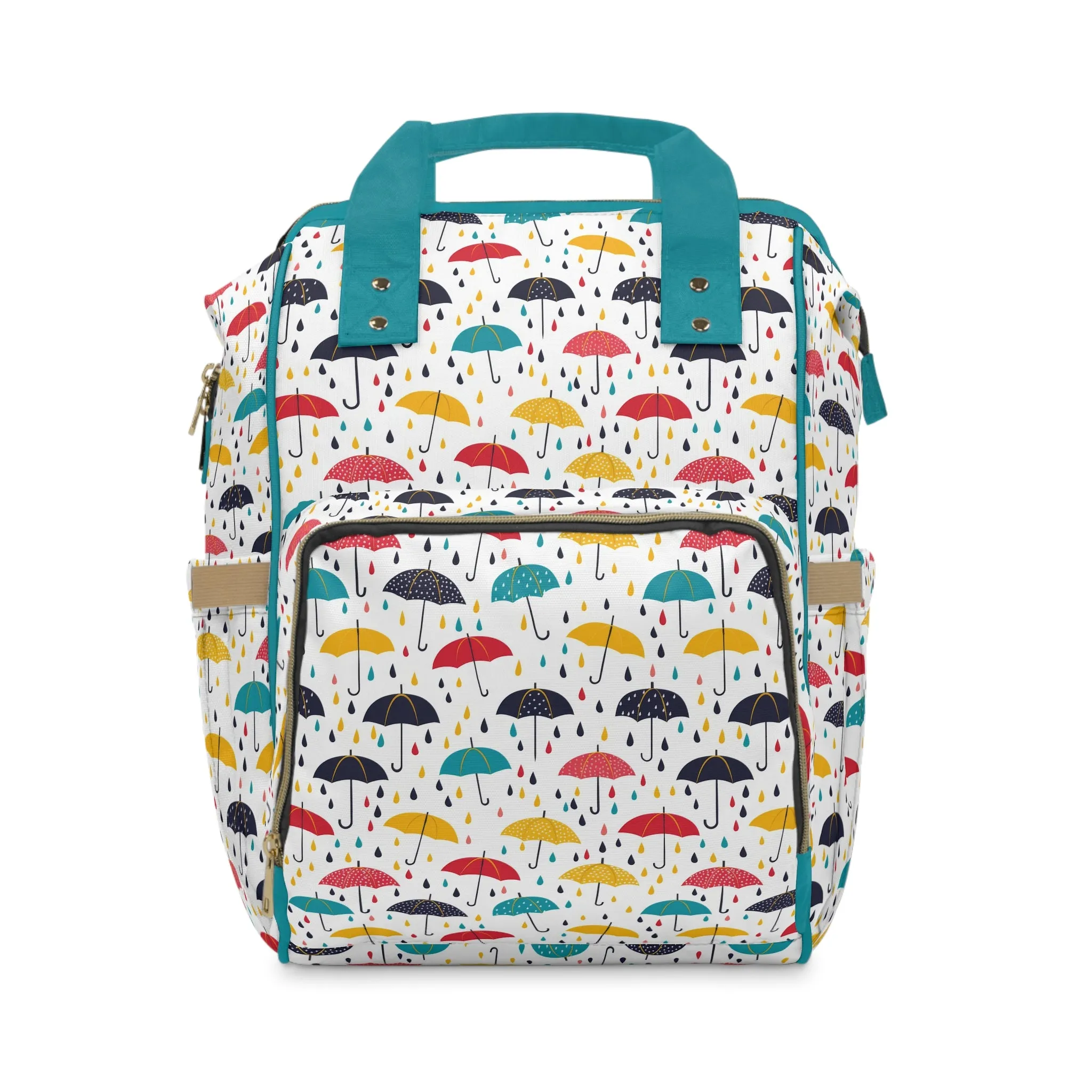 April Showers Parade in A Cheerful Dance of Colorful Umbrellas and Playful Raindrops Multifunctional Diaper Backpack