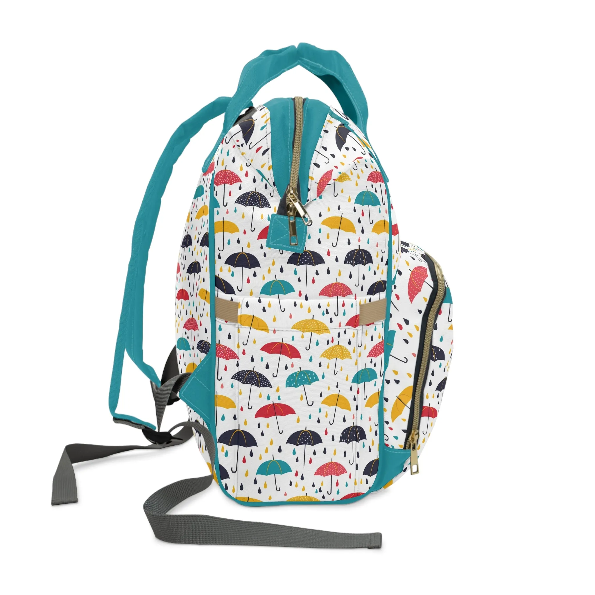 April Showers Parade in A Cheerful Dance of Colorful Umbrellas and Playful Raindrops Multifunctional Diaper Backpack