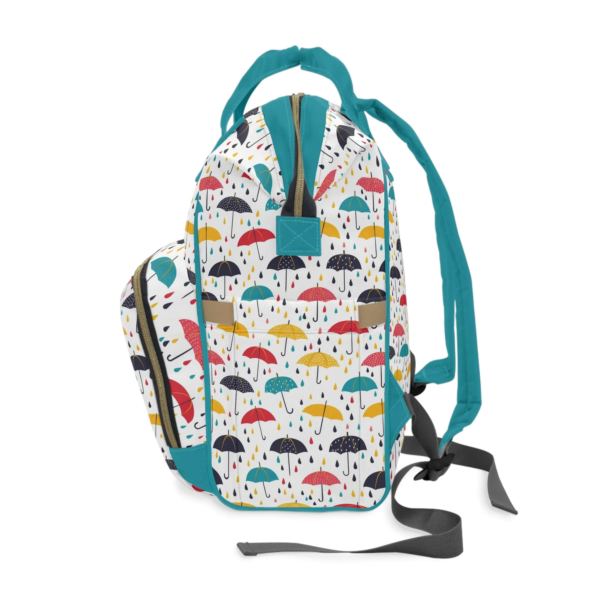 April Showers Parade in A Cheerful Dance of Colorful Umbrellas and Playful Raindrops Multifunctional Diaper Backpack
