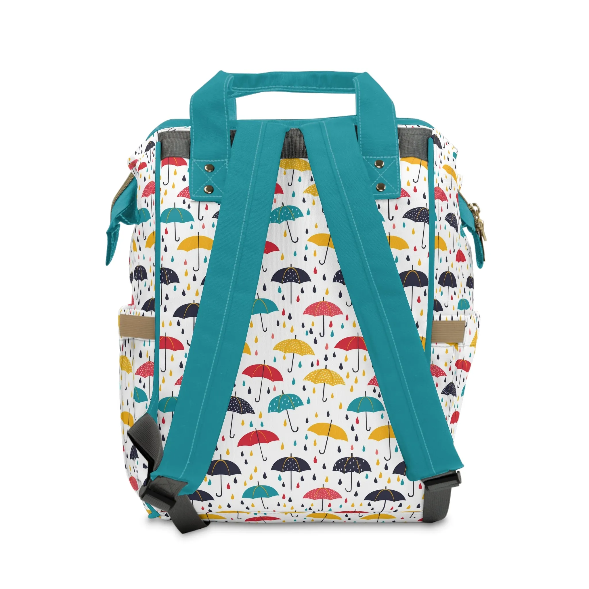 April Showers Parade in A Cheerful Dance of Colorful Umbrellas and Playful Raindrops Multifunctional Diaper Backpack