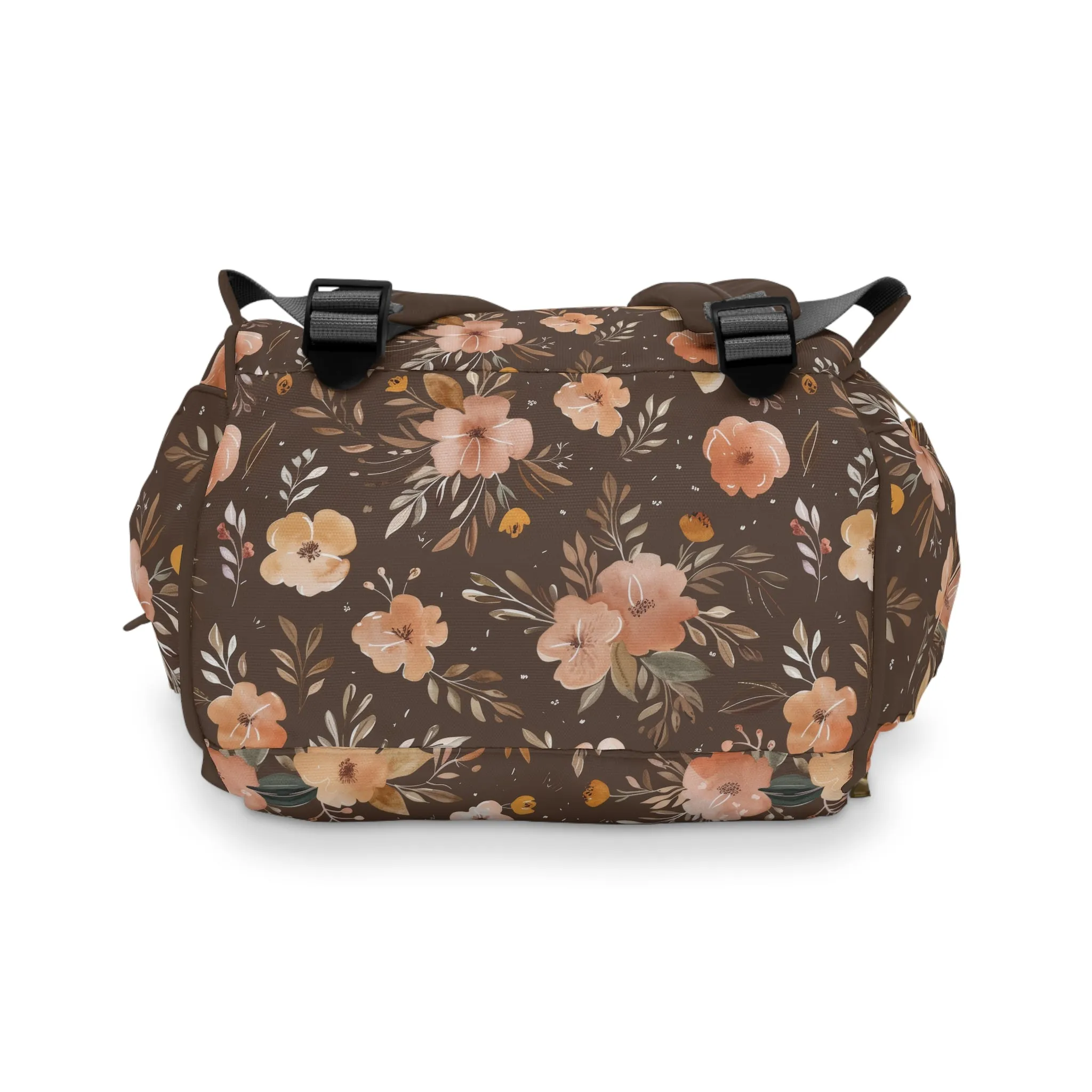 Autumn Elegance Watercolor Floral Pattern in Warm Earthly Tones  Multifunctional Diaper Backpack