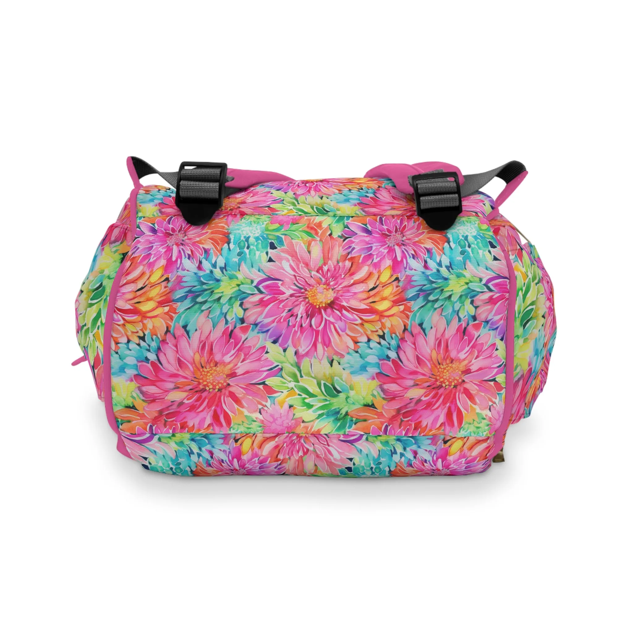 Blooming Spectrum: Large Vibrant Watercolor Flowers in Full Bloom Multifunctional Diaper Backpack