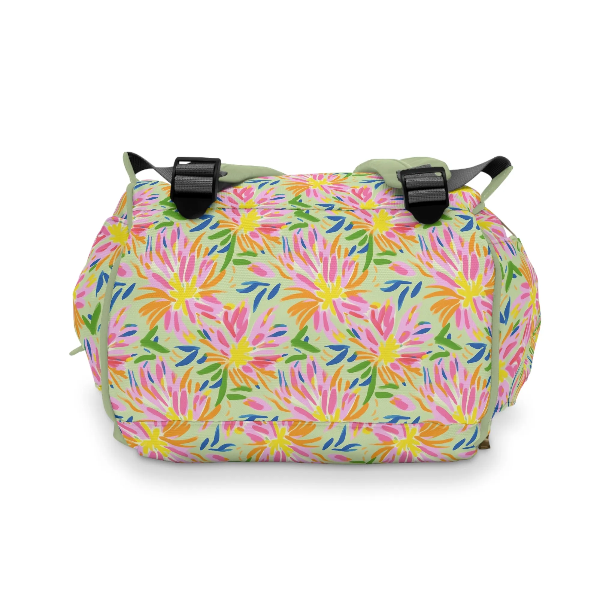 Blossoms in Bloom: Watercolor Pink and Yellow Flower Bursts Multifunctional Diaper Backpack