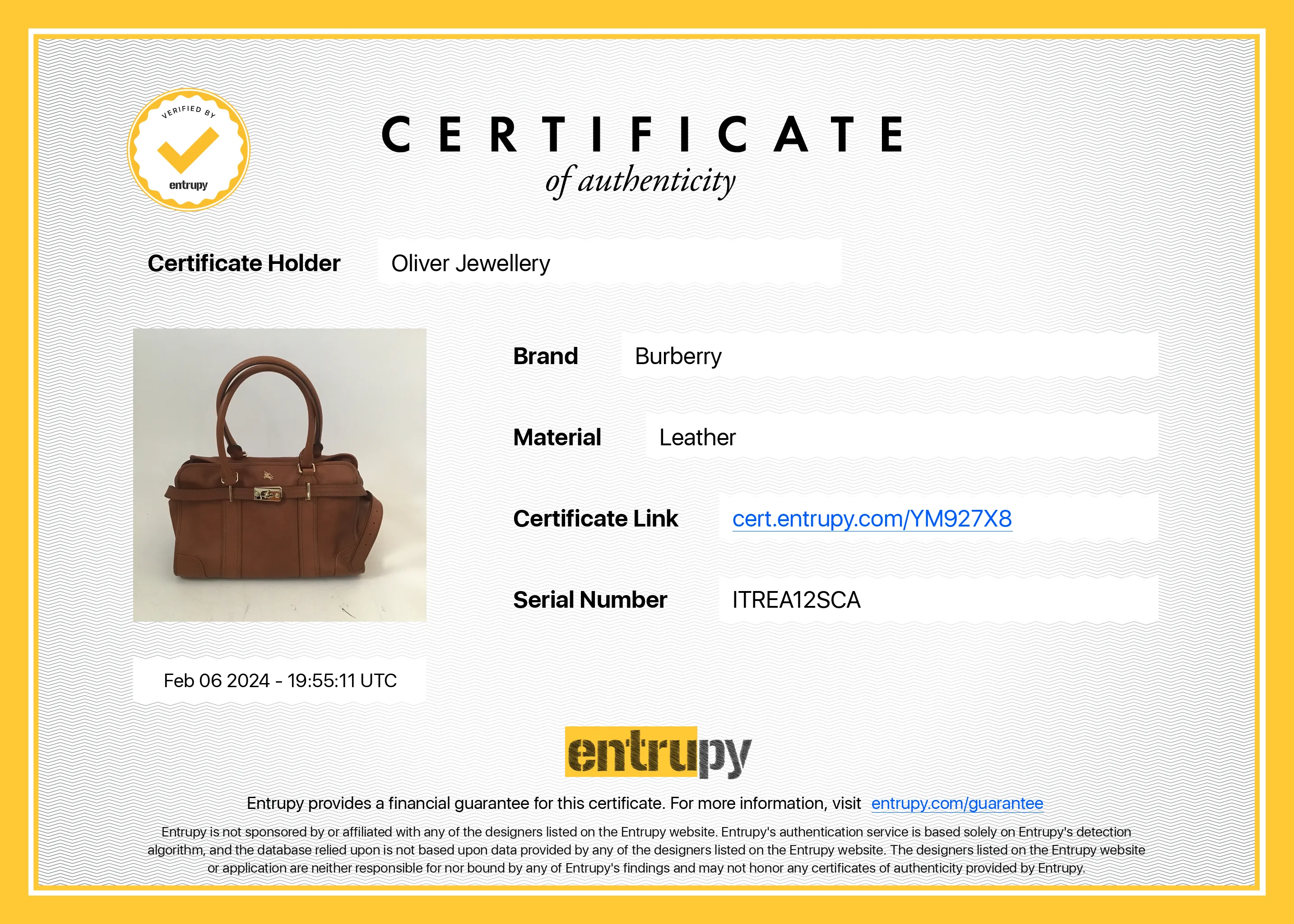 Burberry Brown Calfskin Leather Shoulder Bag