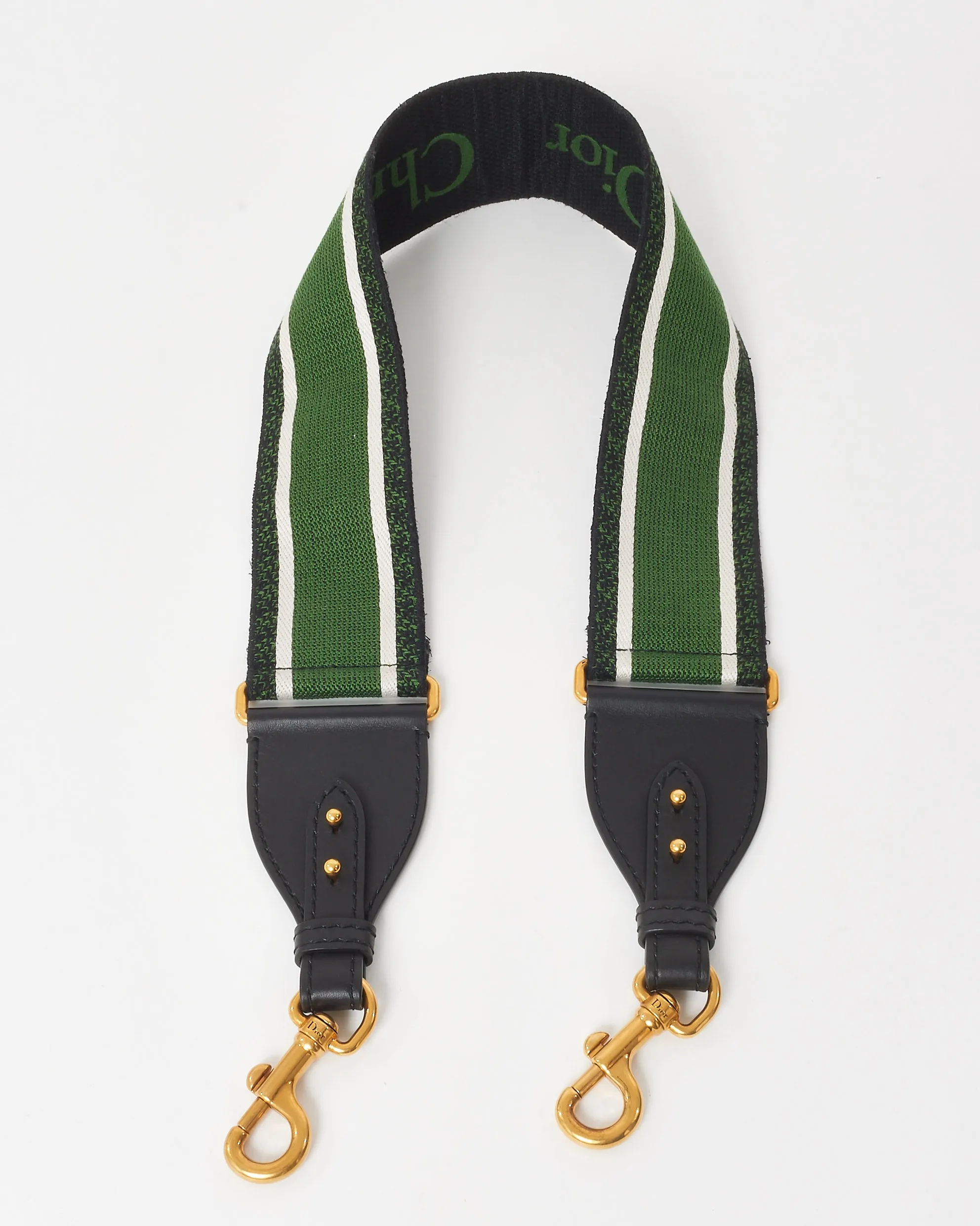 Dior Green & Black Embroidered Canvas Logo Strap