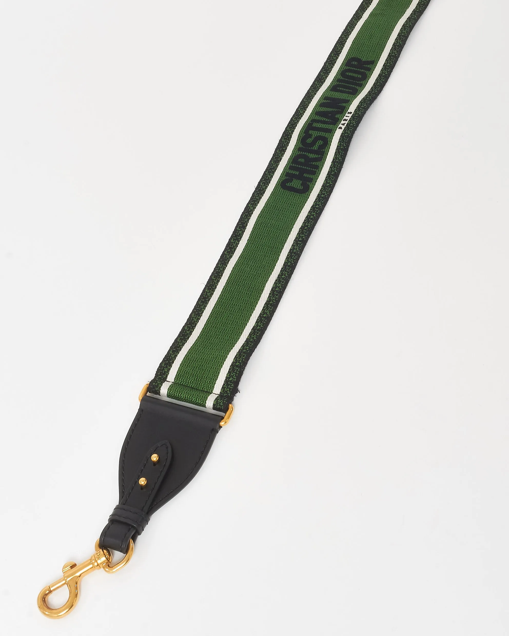 Dior Green & Black Embroidered Canvas Logo Strap