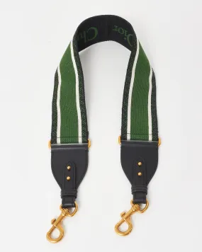 Dior Green & Black Embroidered Canvas Logo Strap