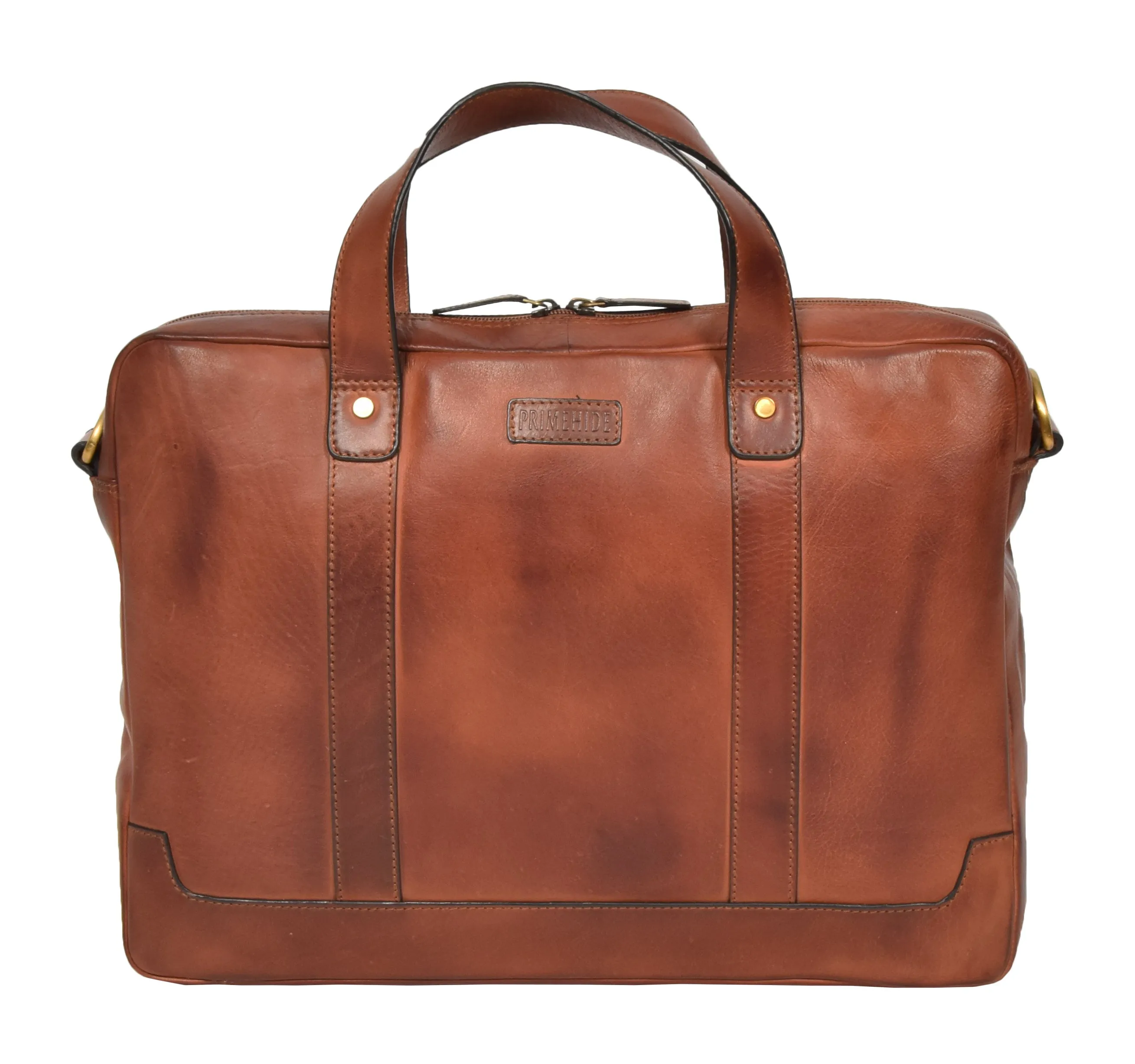 DR323 Real Soft Leather Satchel Vintage Tan Briefcase Office Bag
