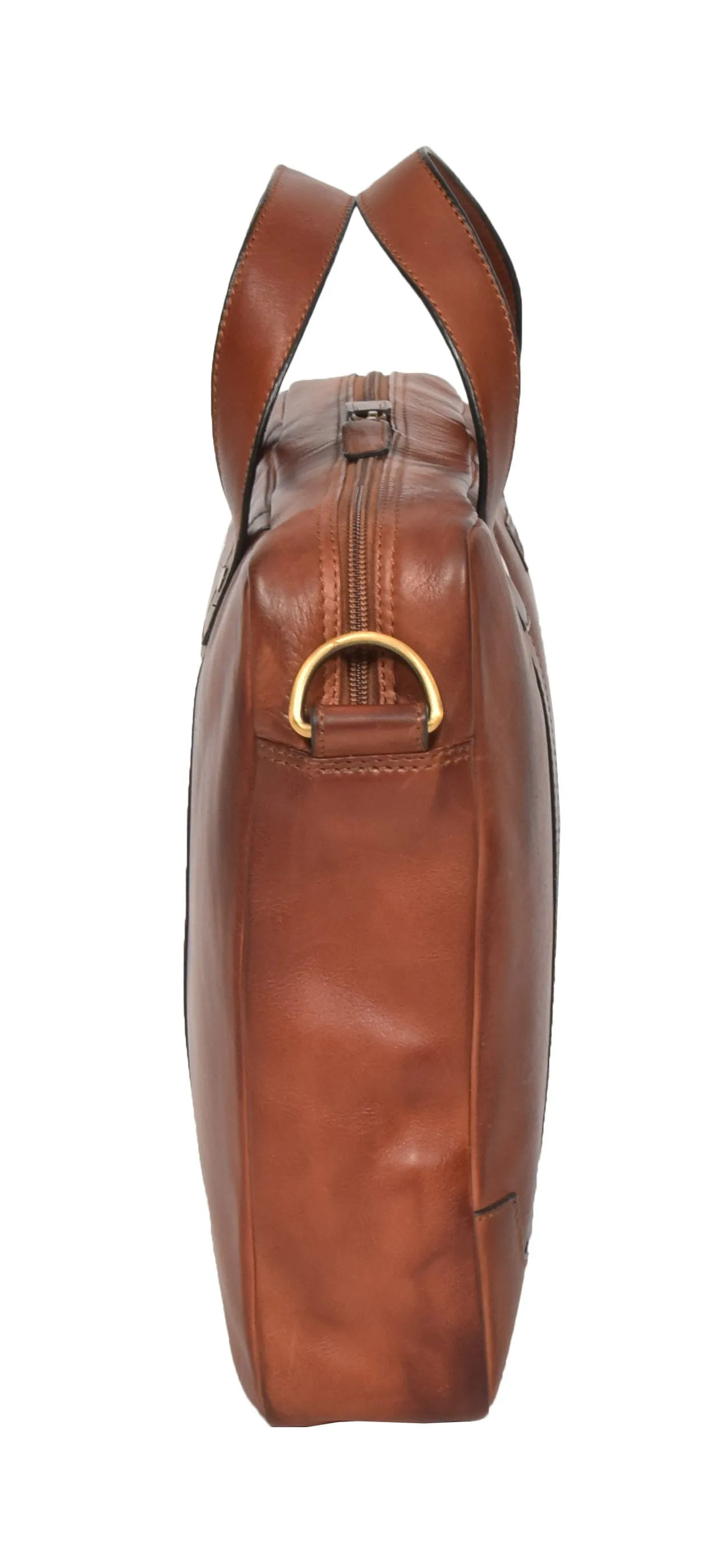 DR323 Real Soft Leather Satchel Vintage Tan Briefcase Office Bag