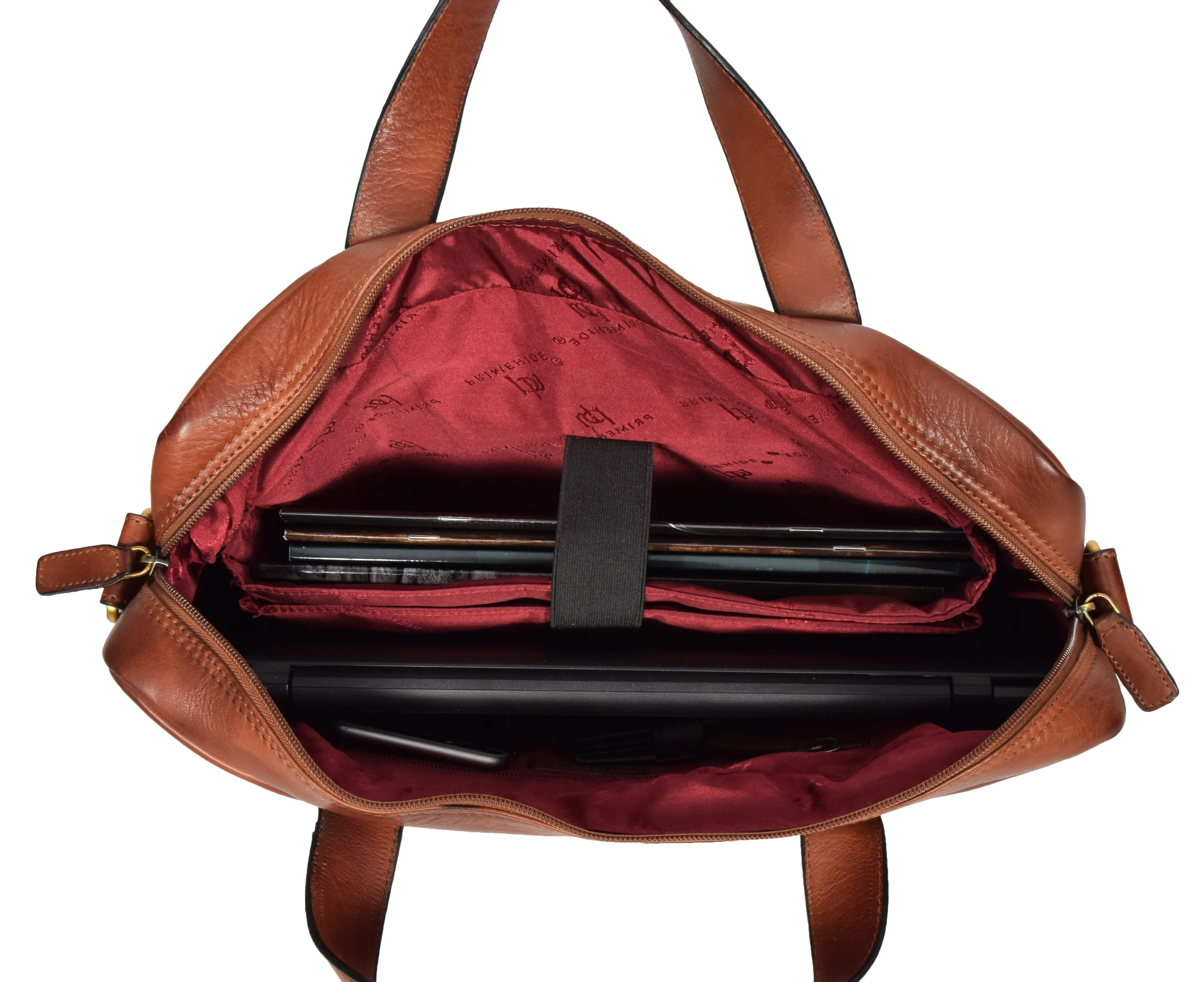 DR323 Real Soft Leather Satchel Vintage Tan Briefcase Office Bag