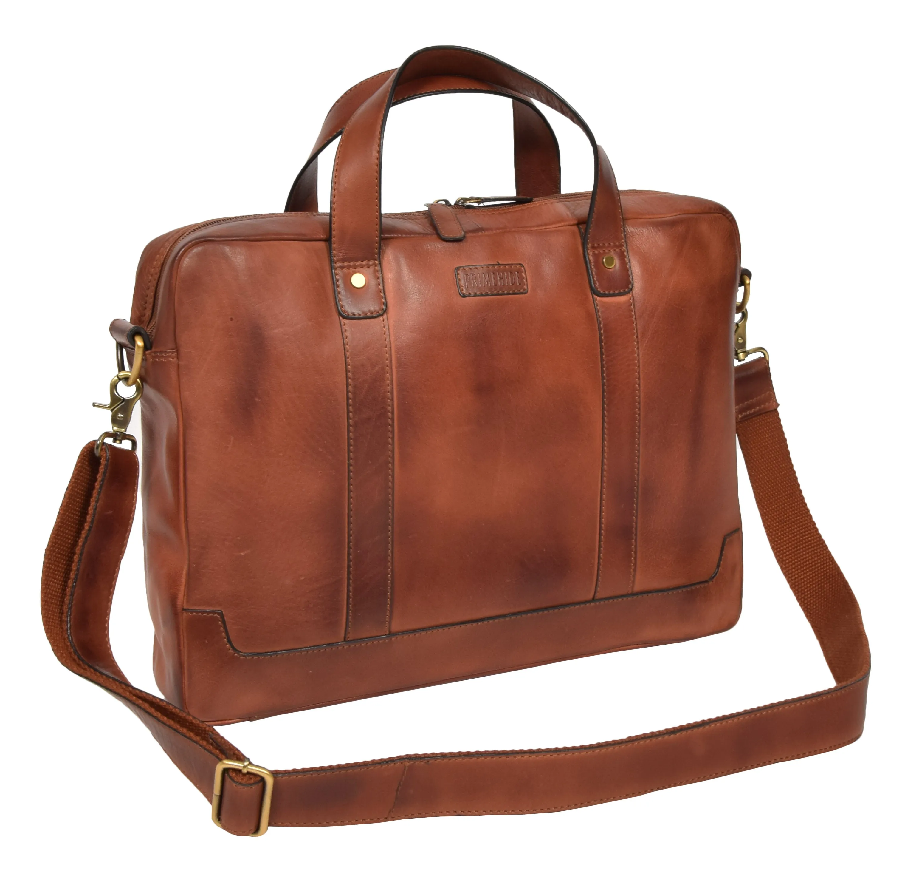 DR323 Real Soft Leather Satchel Vintage Tan Briefcase Office Bag