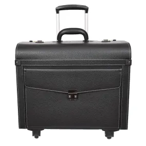 DR695 Four Wheel Pilot Case Faux Leather Cabin Bag Black
