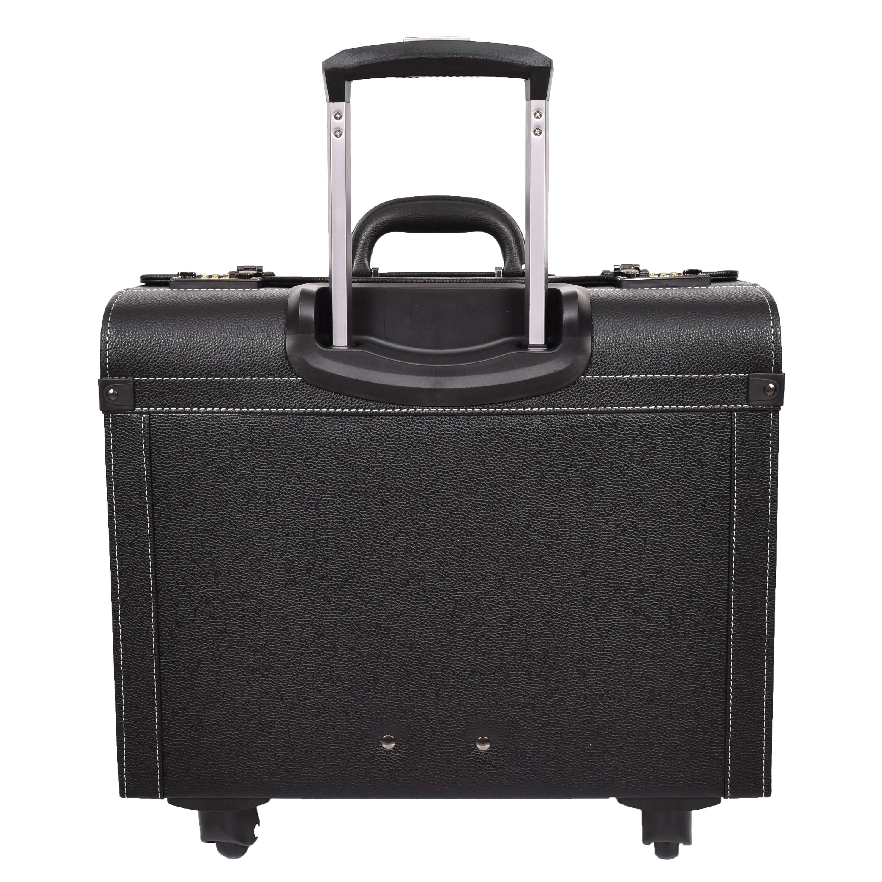 DR695 Four Wheel Pilot Case Faux Leather Cabin Bag Black