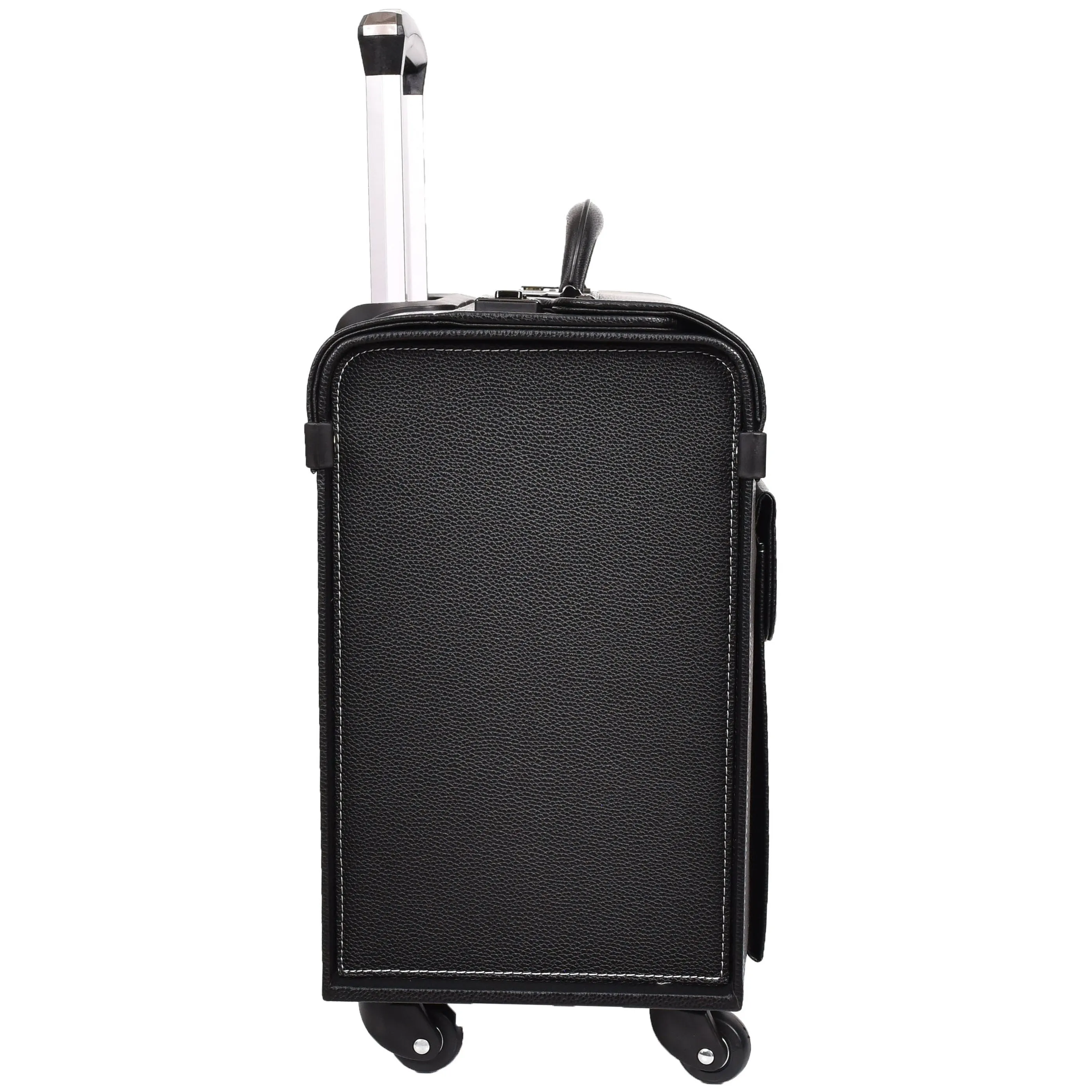 DR695 Four Wheel Pilot Case Faux Leather Cabin Bag Black