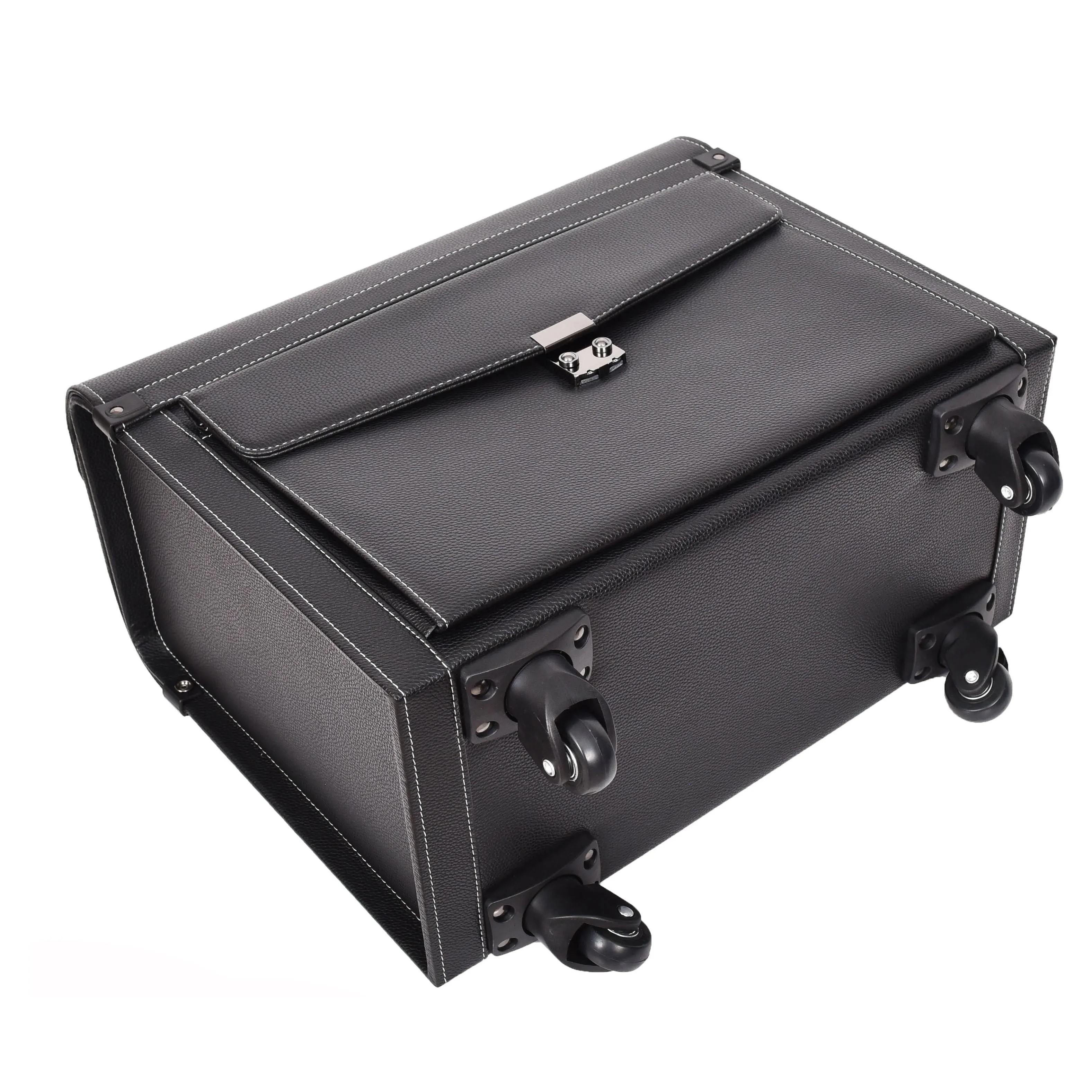 DR695 Four Wheel Pilot Case Faux Leather Cabin Bag Black
