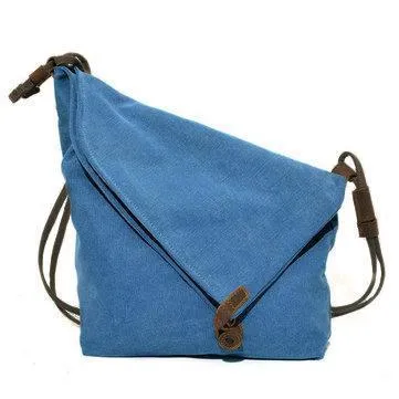 Ekphero Women Vintage Messenger Bag Genuine Leather Canvas Crossbody Bag Tribal Rucksack