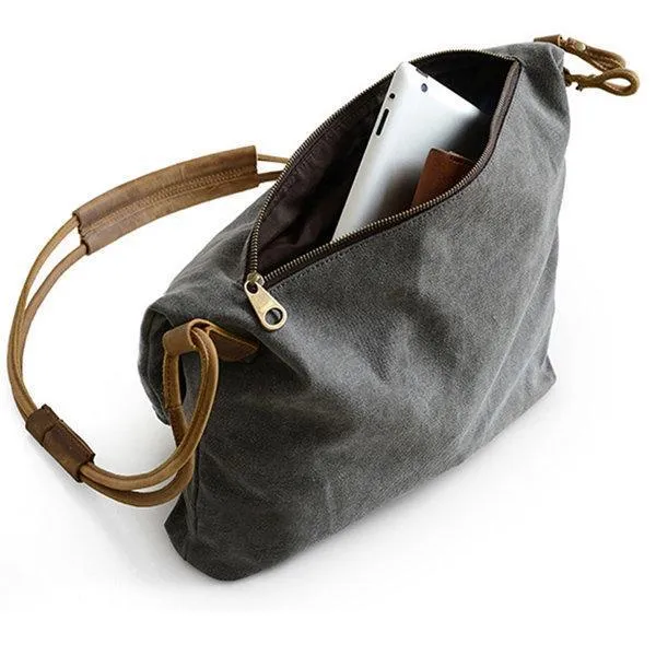 Ekphero Women Vintage Messenger Bag Genuine Leather Canvas Crossbody Bag Tribal Rucksack
