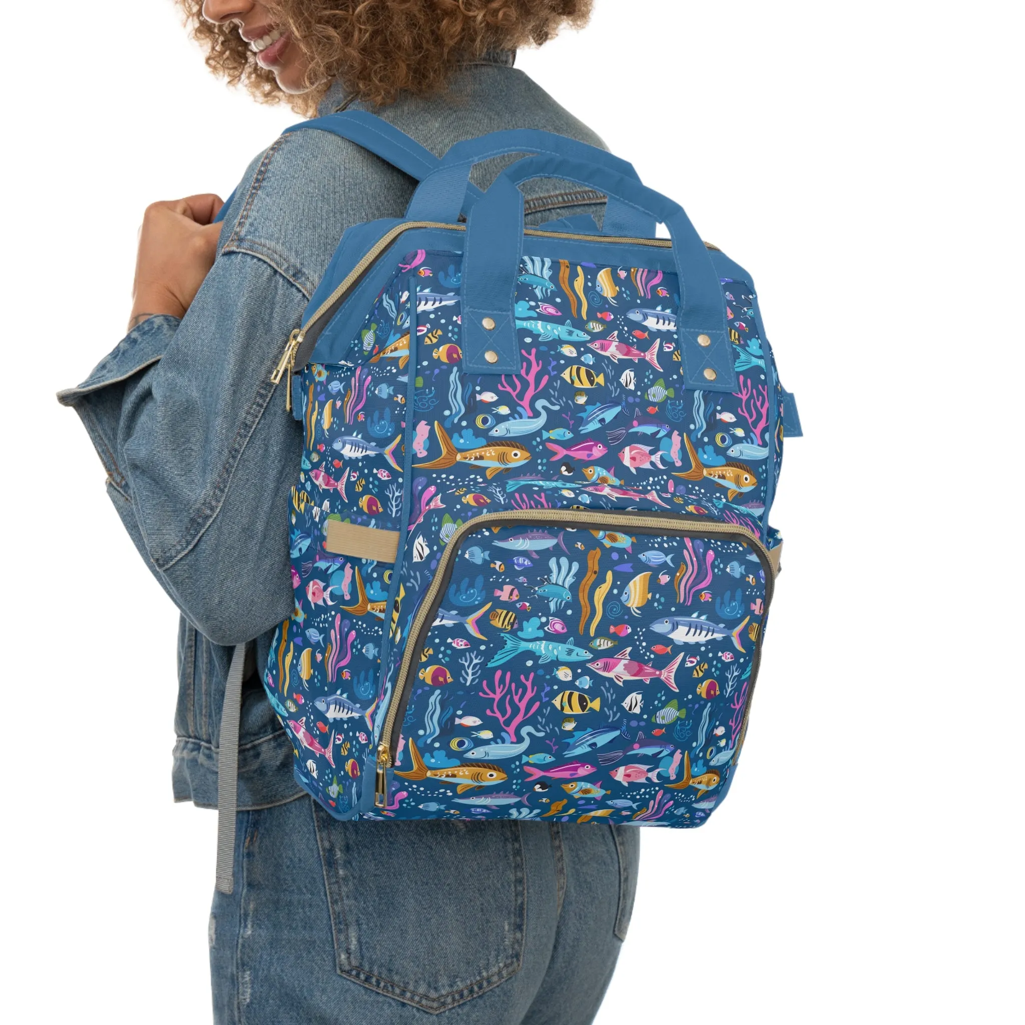 Enchanted Ocean: Magical Underwater Sea Creatures Multifunctional Diaper Backpack
