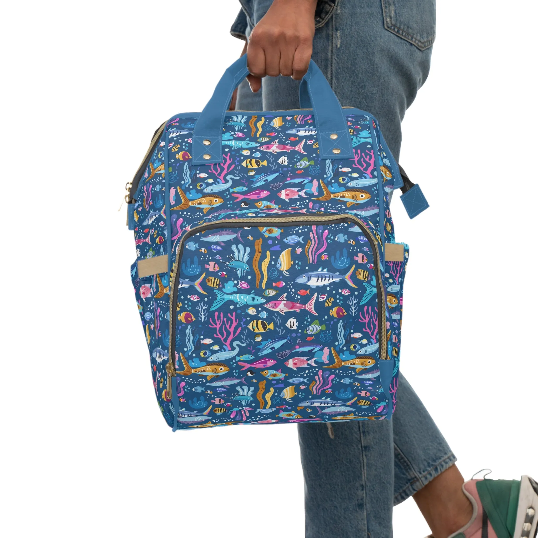 Enchanted Ocean: Magical Underwater Sea Creatures Multifunctional Diaper Backpack