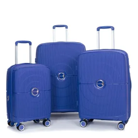 Expandable Hardshell Suitcase Double Spinner Wheels Pp Luggage Sets Lightweight Durable Suitcase With Tsa Lock, 3 Piece Set - Navy