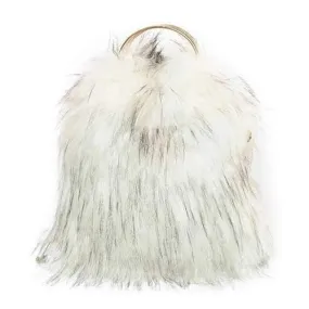 Faux Fur Handbag With Chain - White