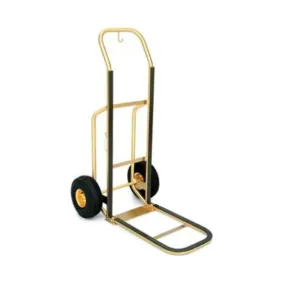 Forbes Industries 1555-B 23.5" Deluxe Handtruck, Brushed Brass, Brown Vinyl Bumper Strips, 10” Black Pneumatic Wheels