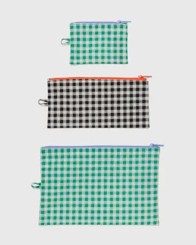 Gingham Flat Pouch Set