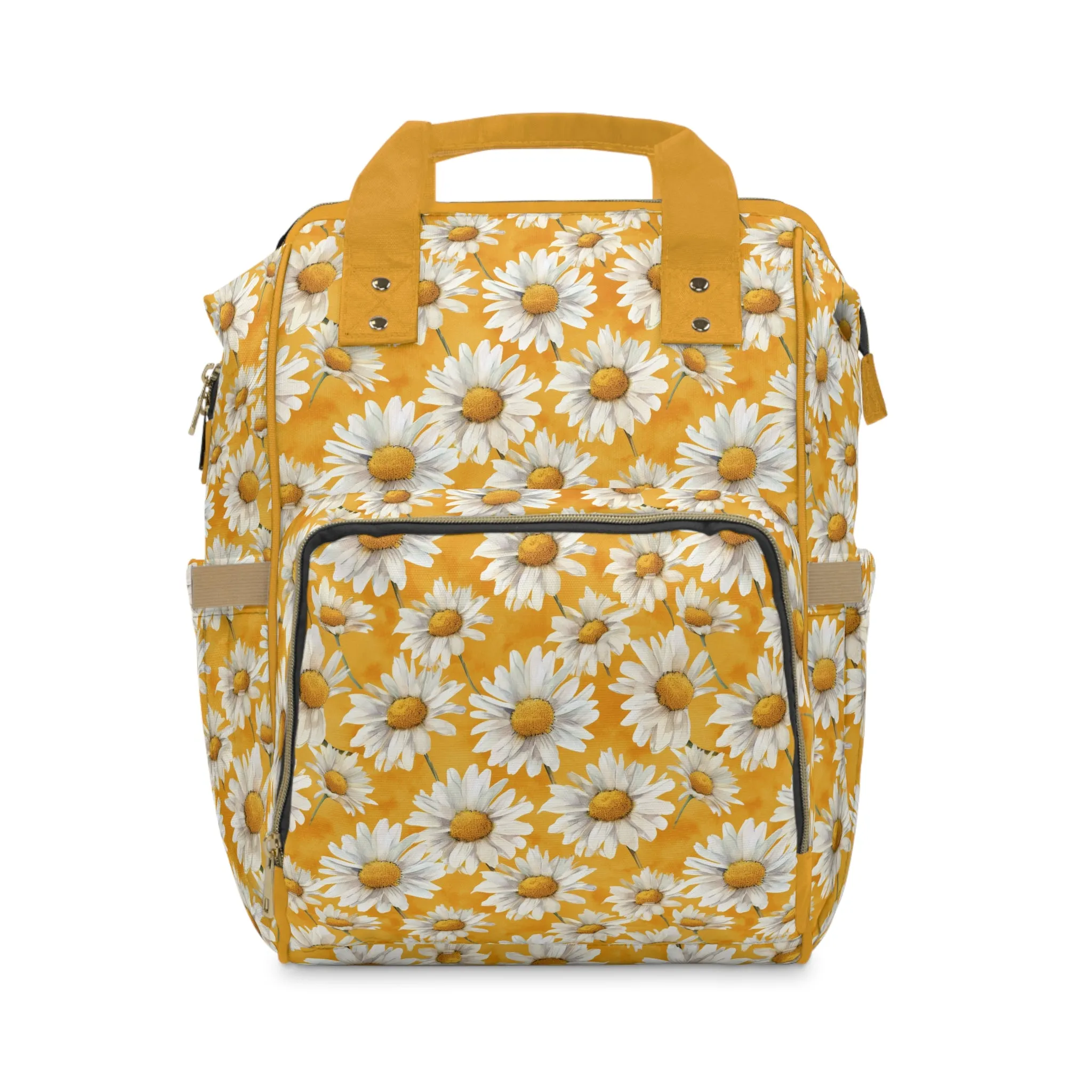 Golden Daisy Field with Vibrant Yellow Floral Design Multifunctional Diaper Backpack