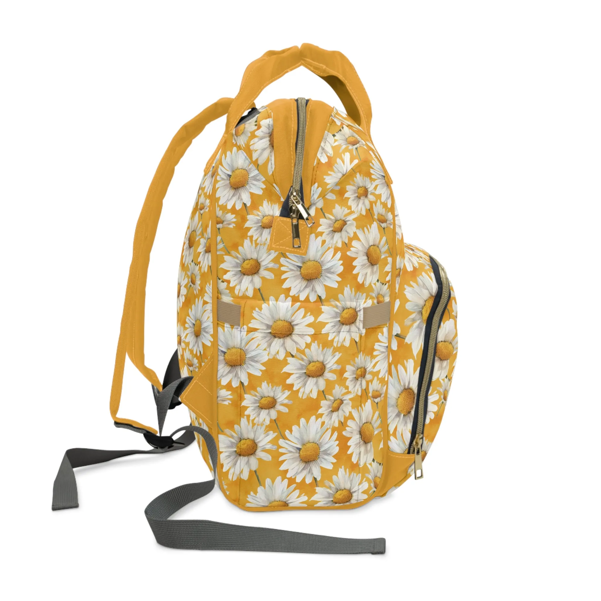 Golden Daisy Field with Vibrant Yellow Floral Design Multifunctional Diaper Backpack