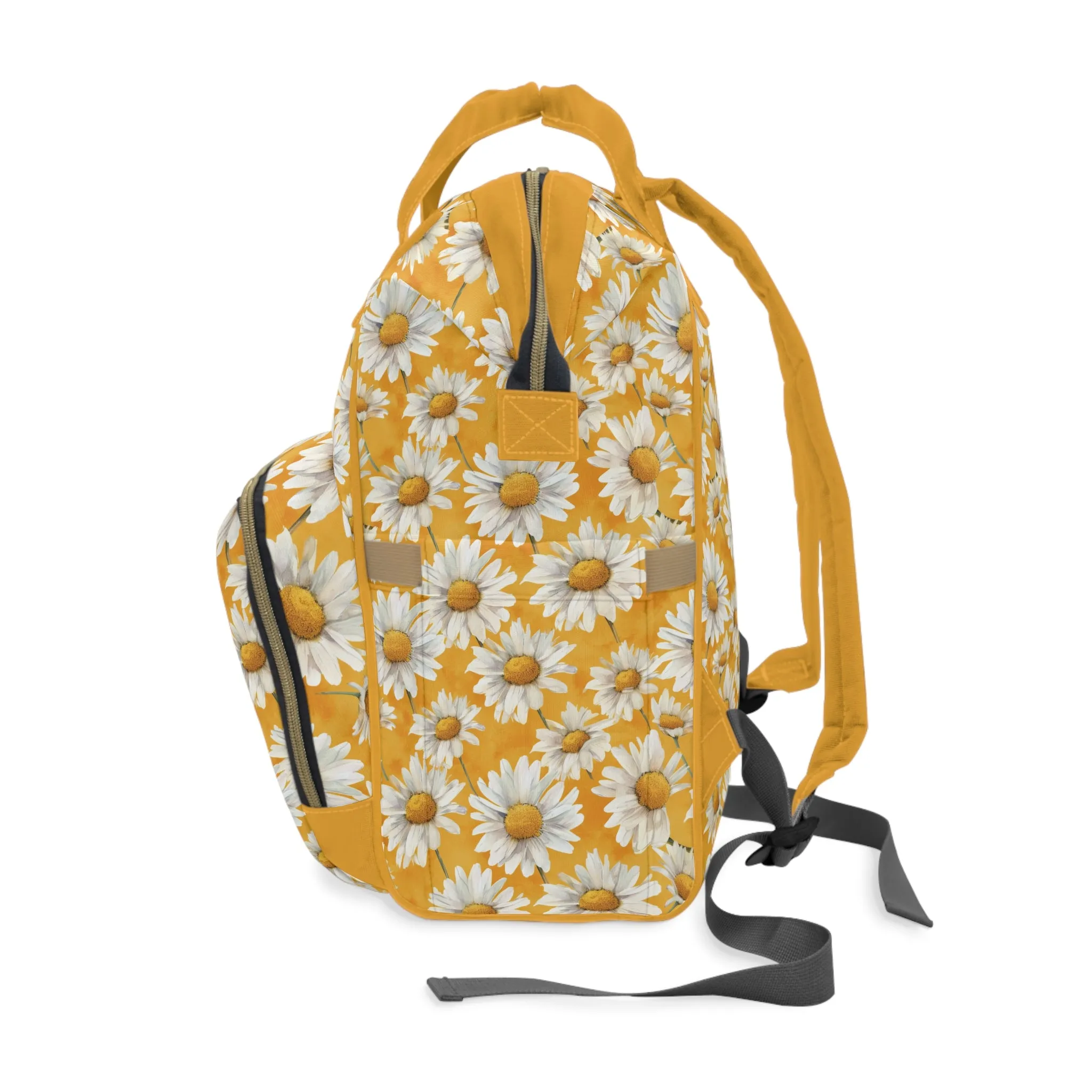 Golden Daisy Field with Vibrant Yellow Floral Design Multifunctional Diaper Backpack