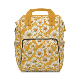 Golden Daisy Field with Vibrant Yellow Floral Design Multifunctional Diaper Backpack