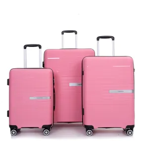 Hardshell Suitcase Double Spinner Wheels Pp Luggage Sets Lightweight Durable Suitcase With Tsa Lock, 3 Piece Set (20/24/28), Pink
