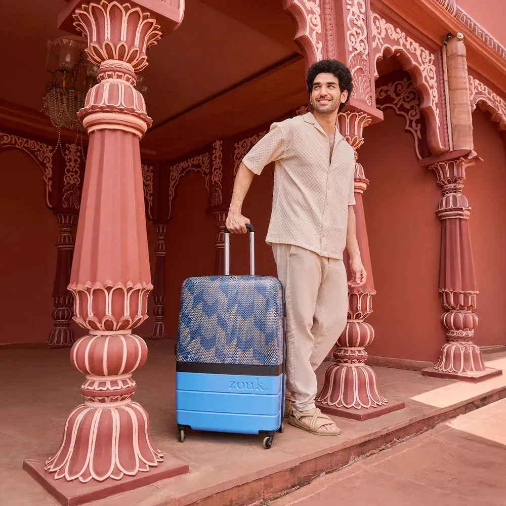Himachal Chevron Blue Raahi Trolley Bag (Medium)