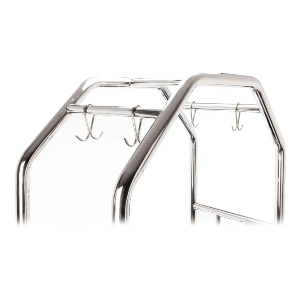 Hospitality 1 Source ESSSBB-8 Estate Series Bellman's Cart — Stainless Steel - 8" pneumatic wheels