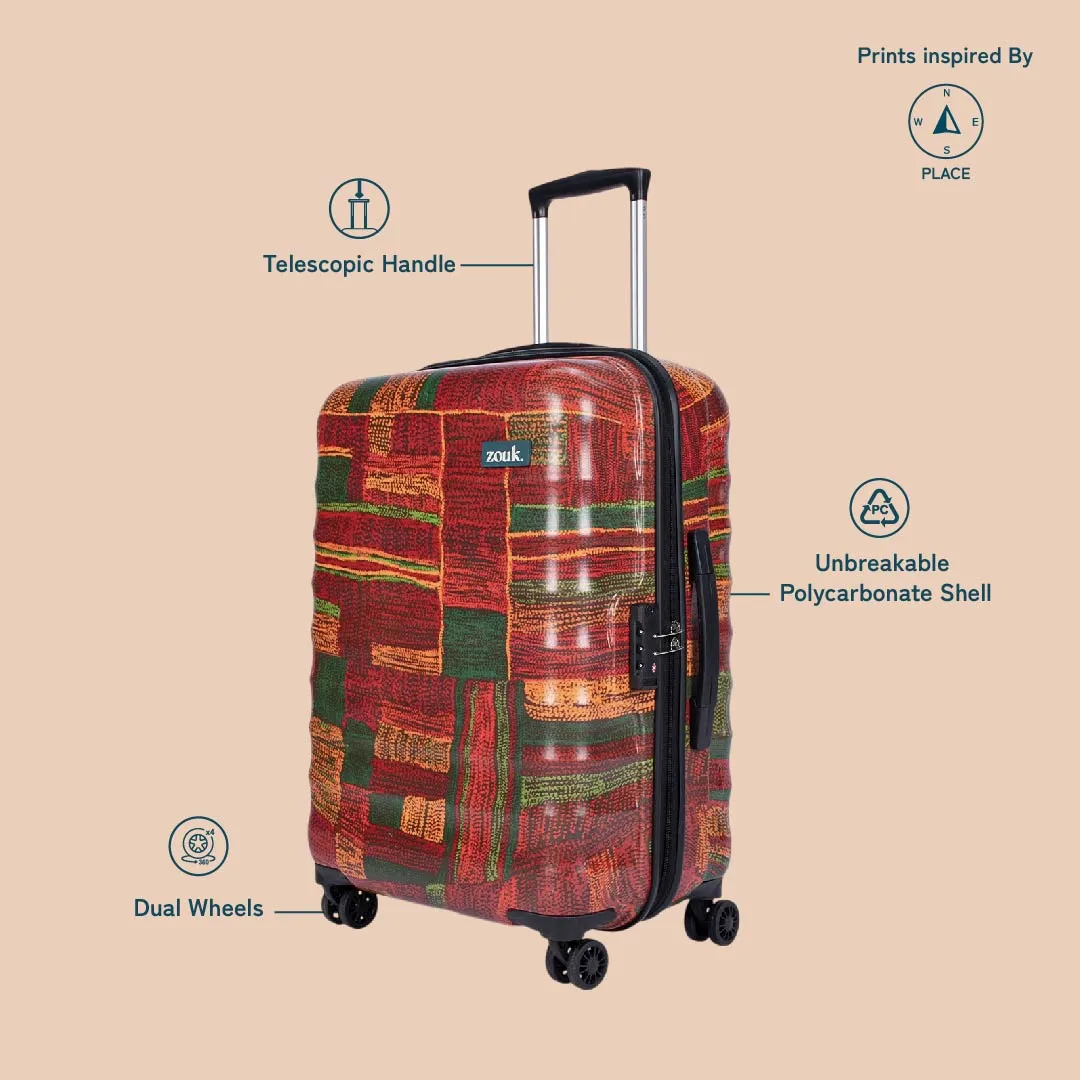 Indus Lattice Red Amorah Trolley Bag (Medium)