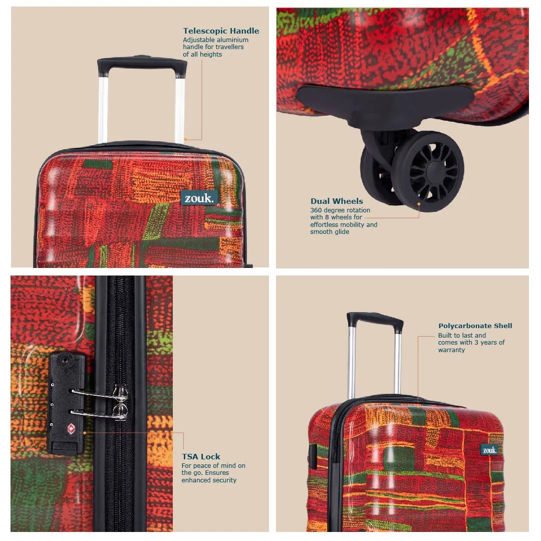 Indus Lattice Red Amorah Trolley Bag (Medium)