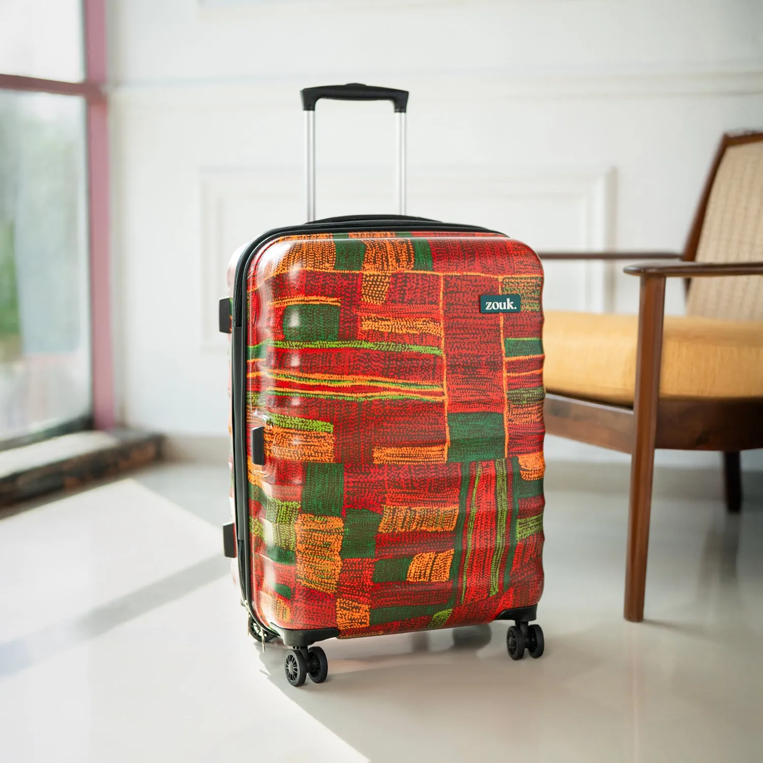 Indus Lattice Red Amorah Trolley Bag (Medium)