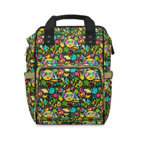 Island Vibes: Tropical Kids Summer Fruits, Boats, Flamingos, and the Sun Multifunctional Diaper Backpack