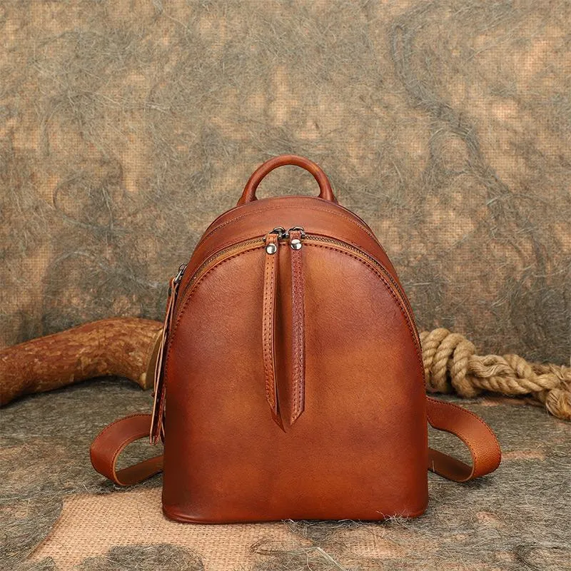 Ladies Leather Rucksack Small Leather Backpack Purse For Women