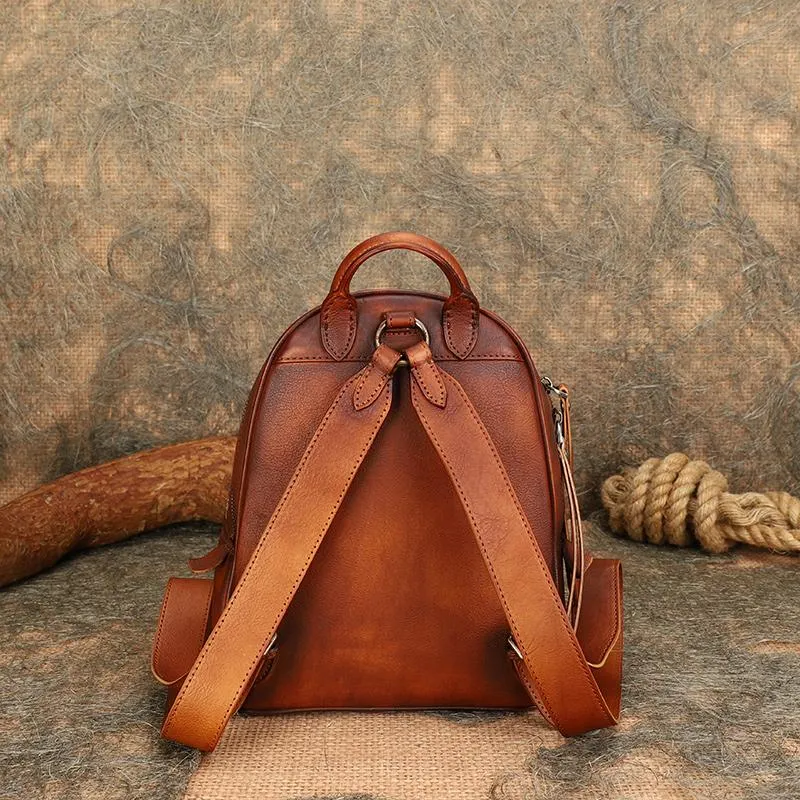 Ladies Leather Rucksack Small Leather Backpack Purse For Women