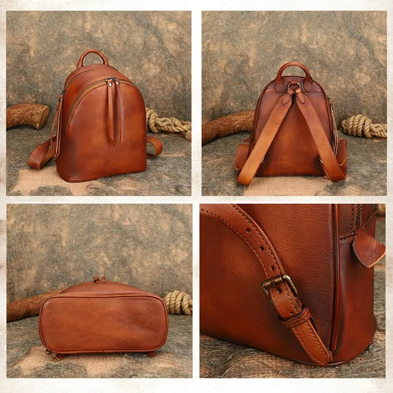 Ladies Leather Rucksack Small Leather Backpack Purse For Women