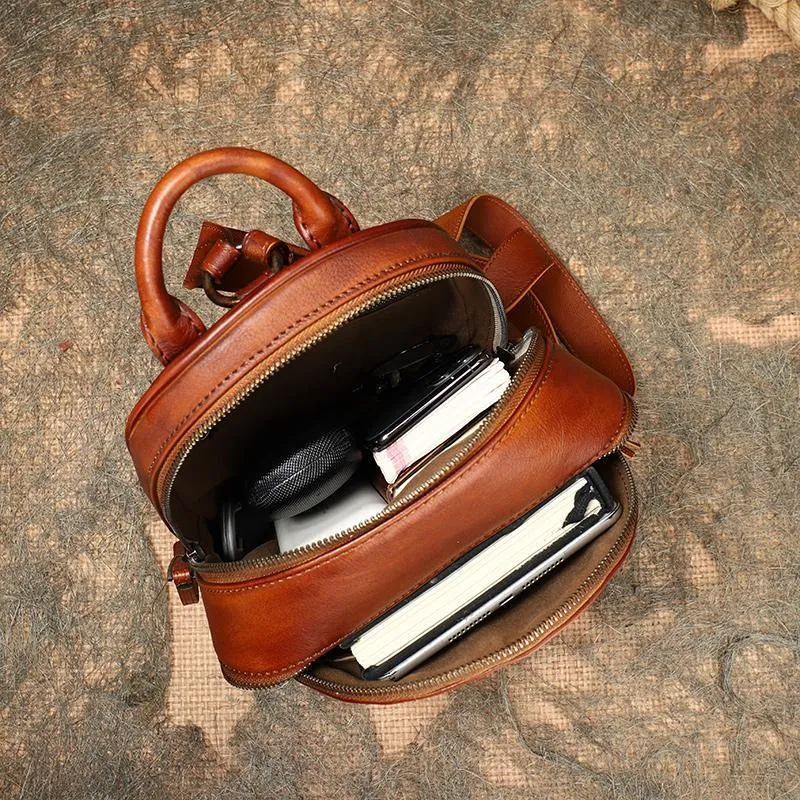 Ladies Leather Rucksack Small Leather Backpack Purse For Women