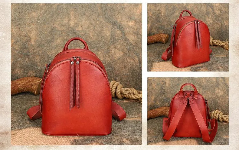 Ladies Leather Rucksack Small Leather Backpack Purse For Women