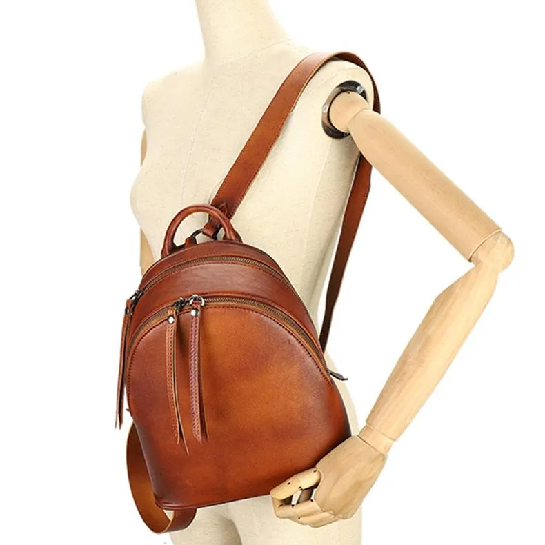 Ladies Leather Rucksack Small Leather Backpack Purse For Women