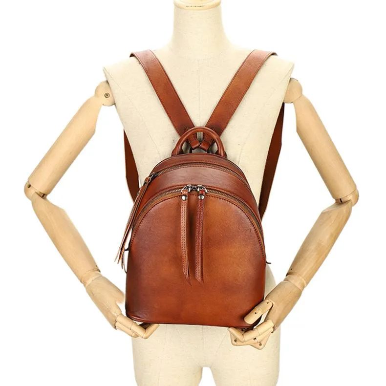 Ladies Leather Rucksack Small Leather Backpack Purse For Women