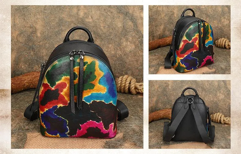 Ladies Leather Rucksack Small Leather Backpack Purse For Women