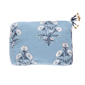 Large Quilted Pouch - Blue Bouquet