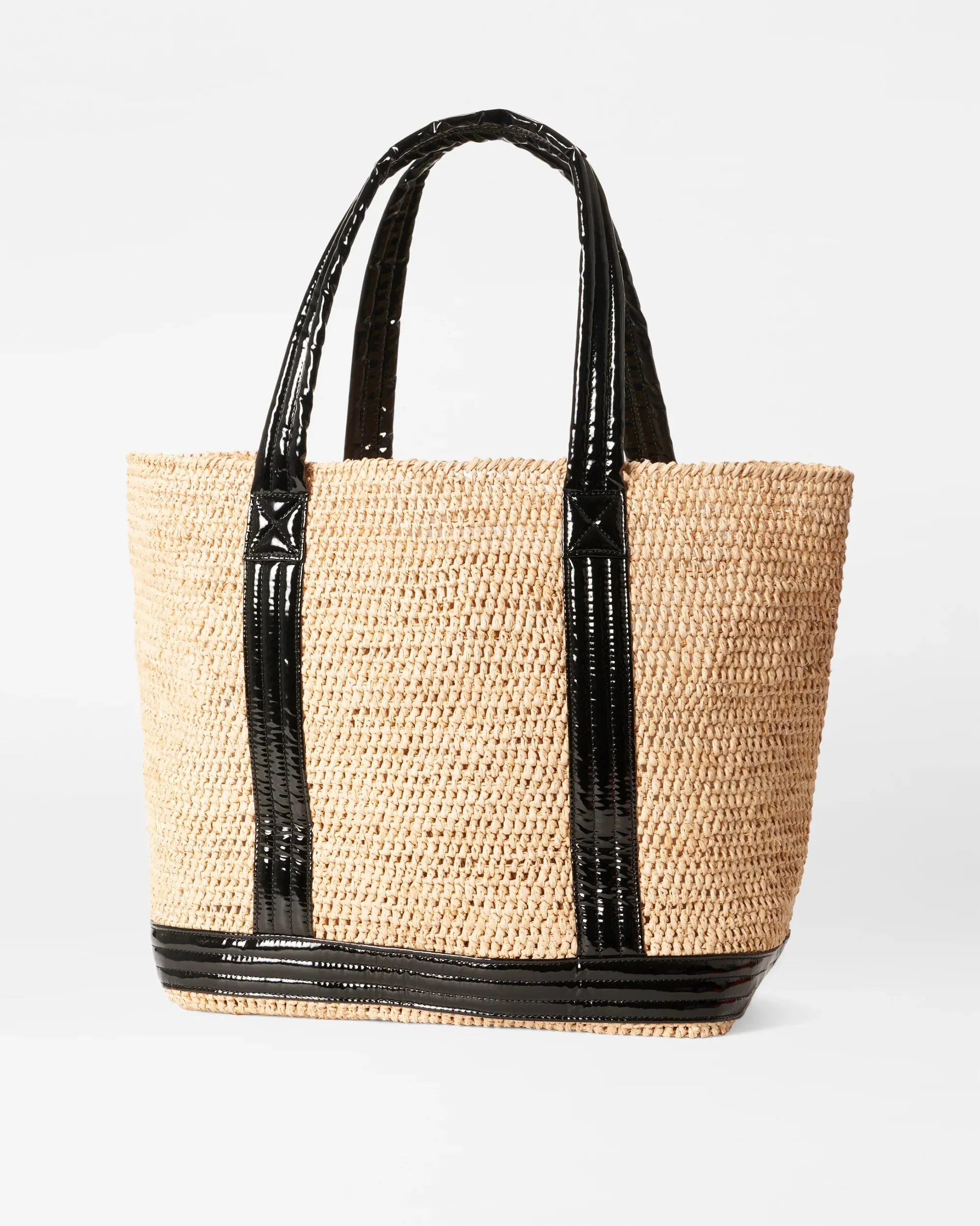 Large Raffia Tote Black Lacquer - MZ Wallace